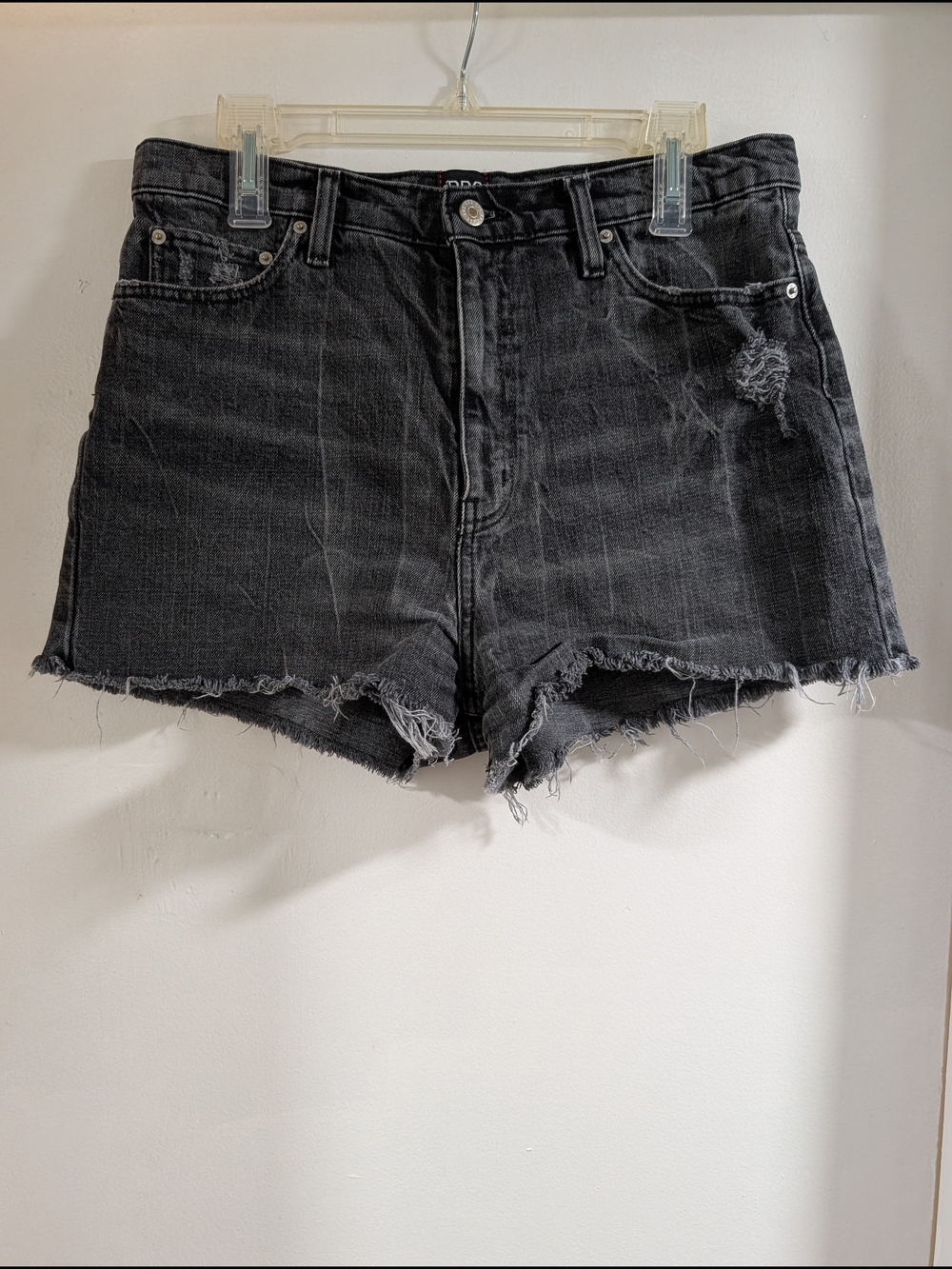 BDG Urban Outfitters Washed Black Girlfriend High-rise Distressed Denim Shorts